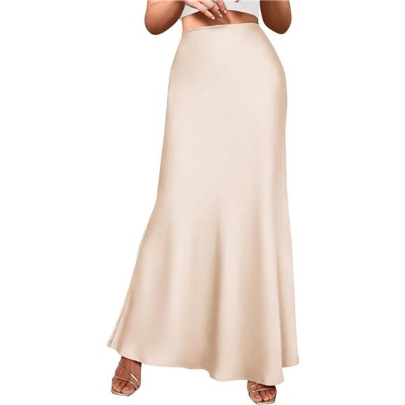 Dresses & Skirts - Women's Elegant High Waist Maxi Skirts Beige